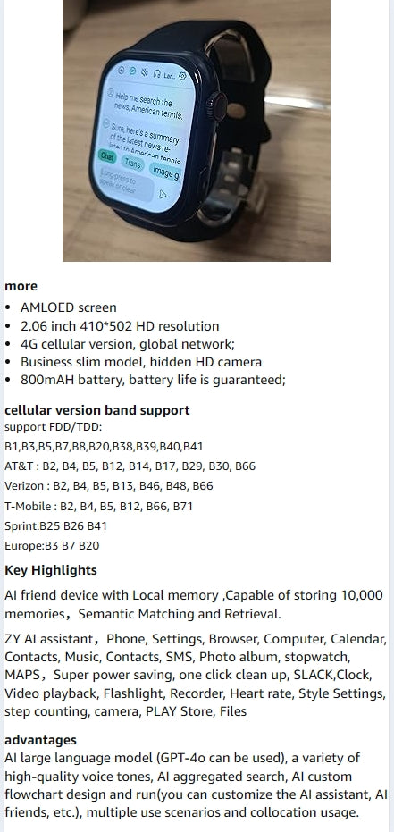 Mind Time AI Watch (ultra-thin!), Your AI Travel Companion. (GPS, Phone, Local AI memory, AI Search etc.)