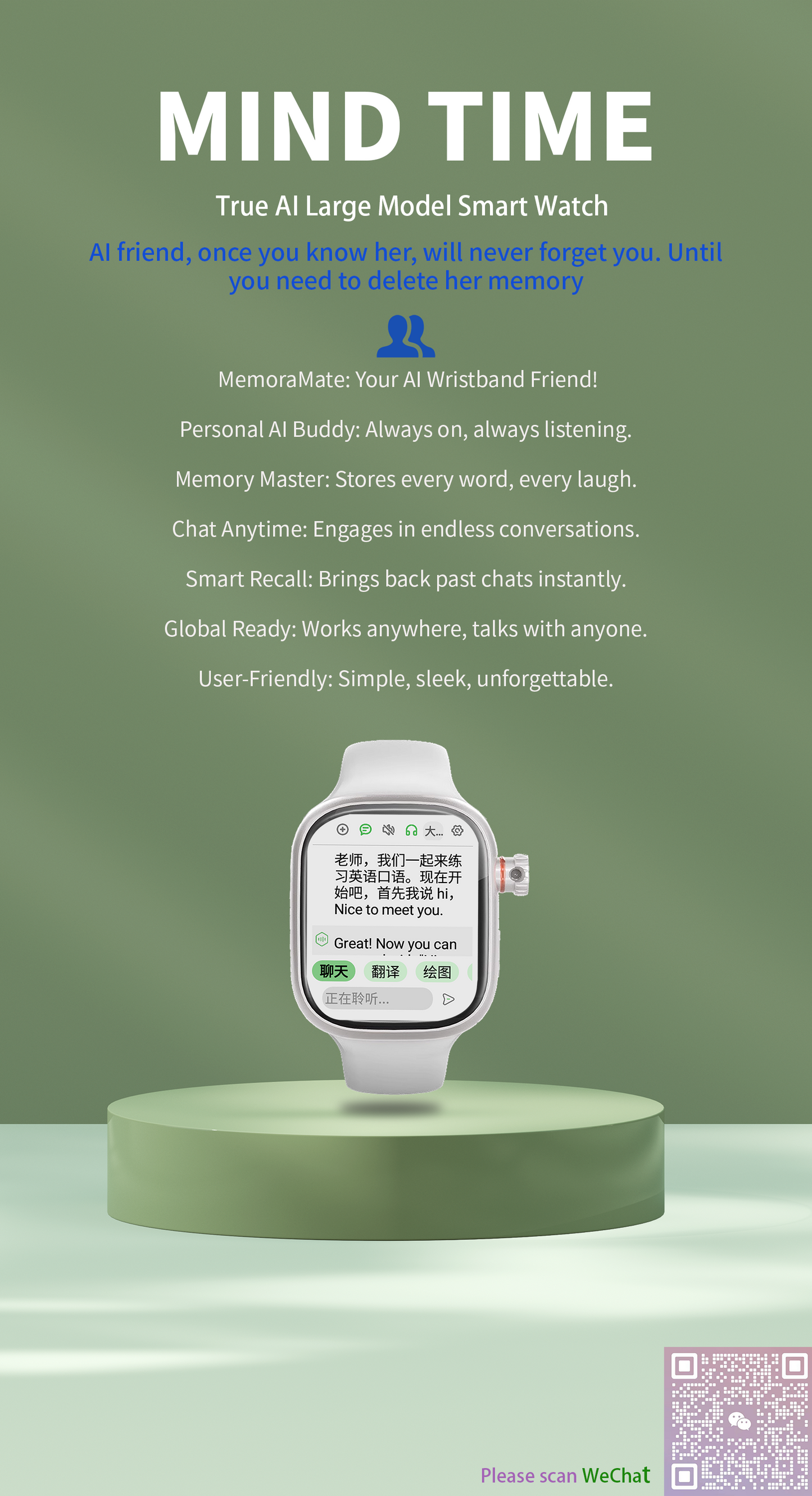 Mind Time AI Watch (ultra-thin!), Your AI Travel Companion. (GPS, Phone, Local AI memory, AI Search etc.)